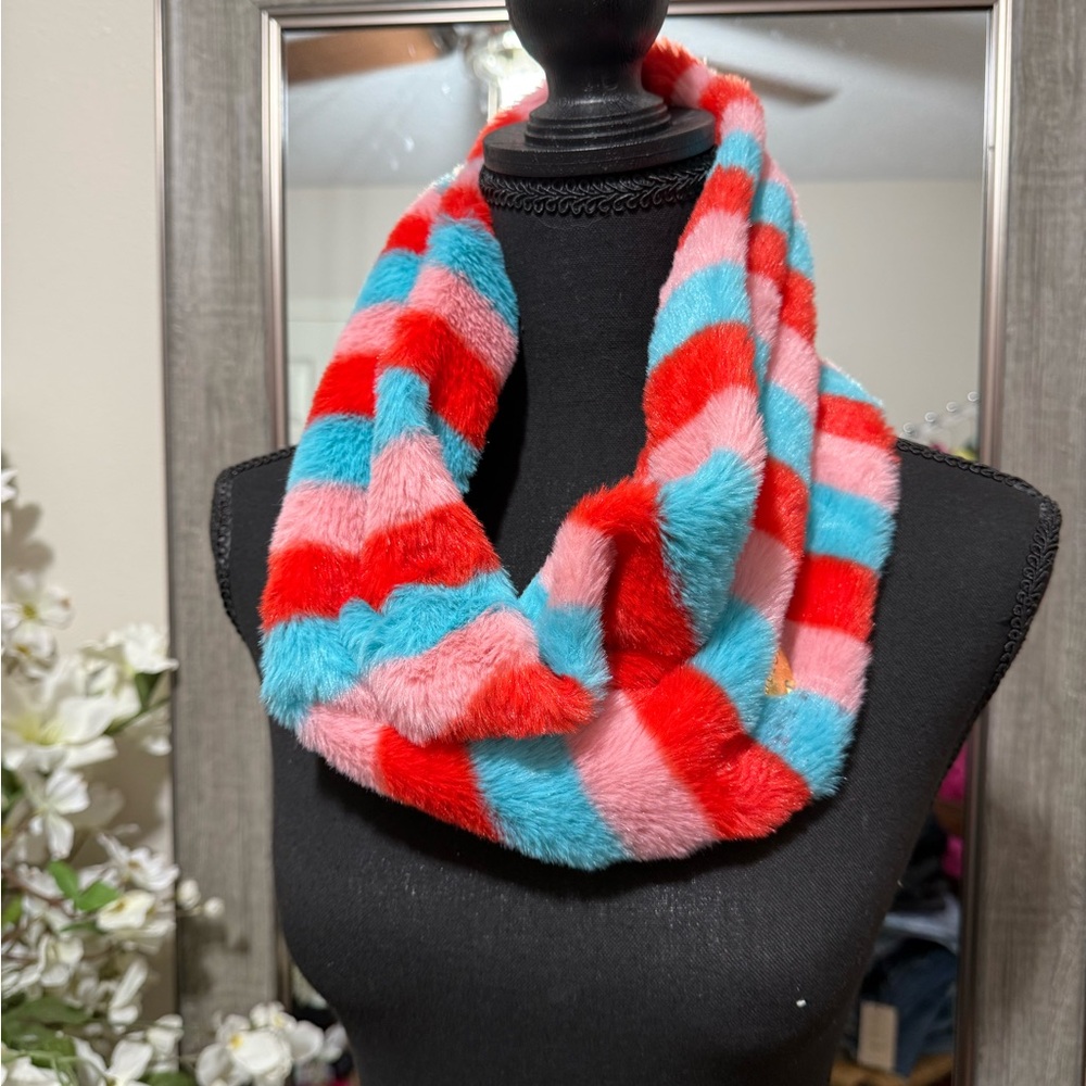 Juicy Couture Vibrant Striped Faux Fur Scarf
